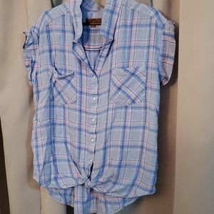 Beautiful checkered blue and pink blouse